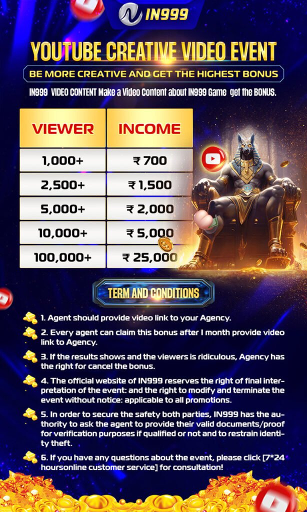 IN999 Youtube Video Bonus